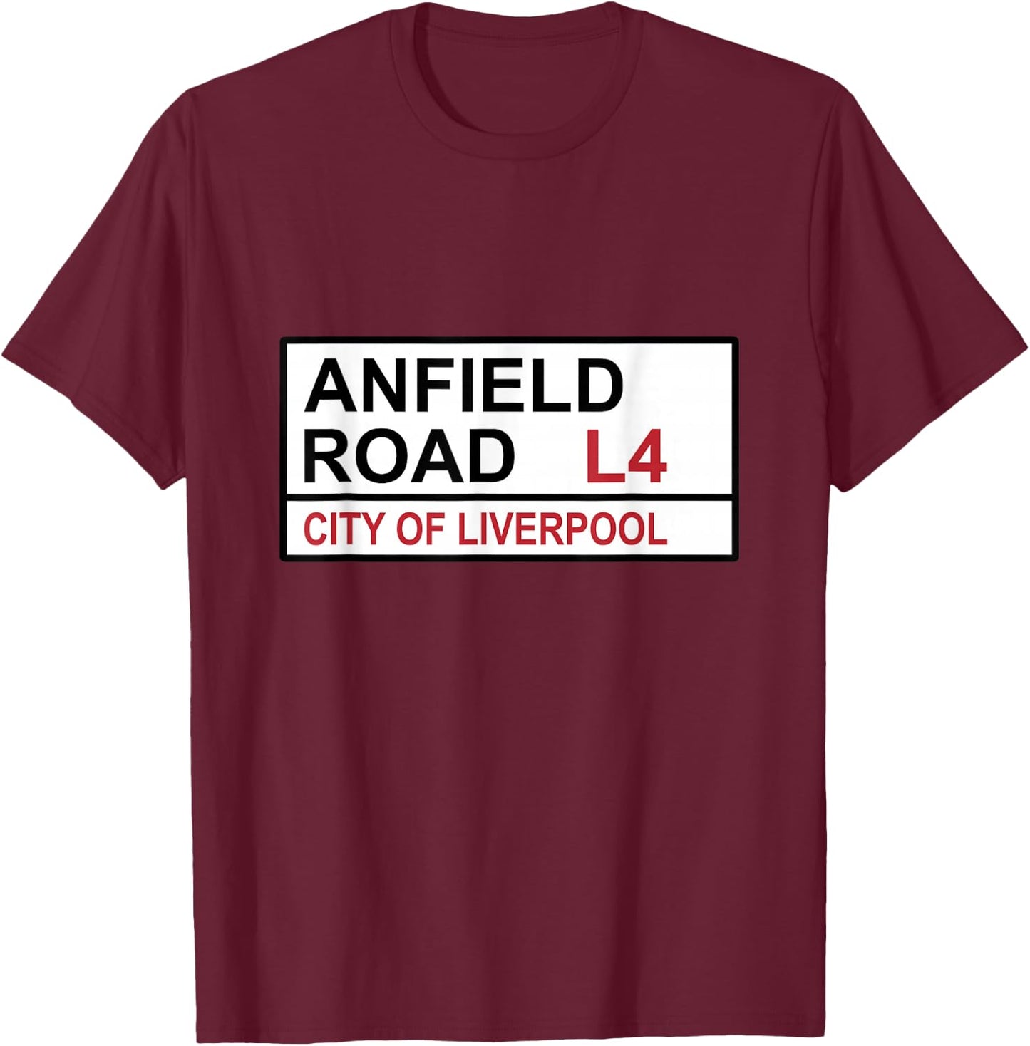 Liverpool Anfield Road Street Sign T-Shirt - T-Shirt | Maroon