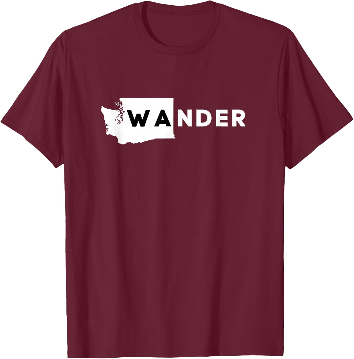 WA State Shirt, Wander , Washington, State Silhouette T-Shirt - T-Shirt | Maroon