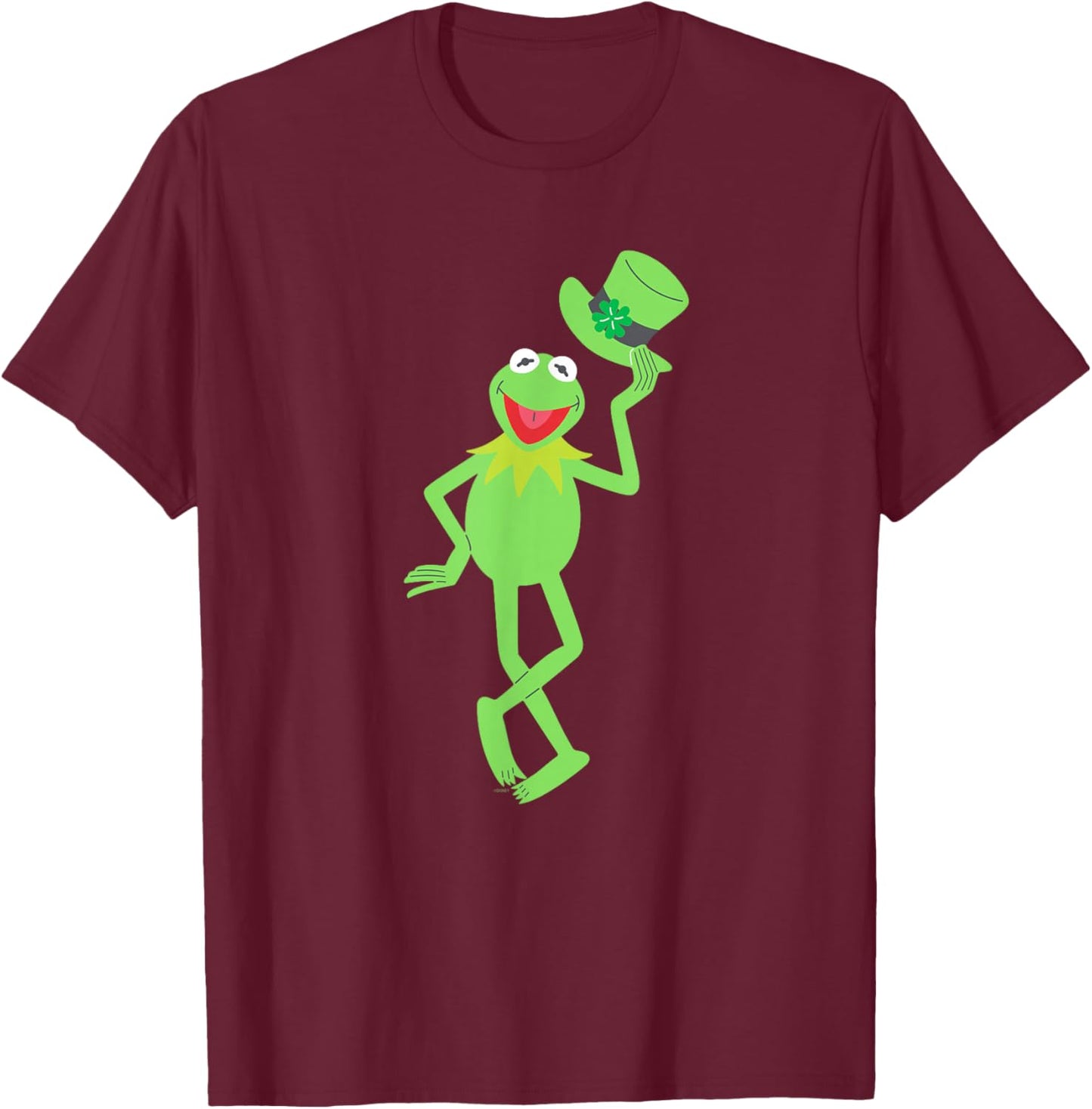Disney Muppets Kermit the Frog with Top Hat St Patrick's Day T-Shirt - T-Shirt | Maroon
