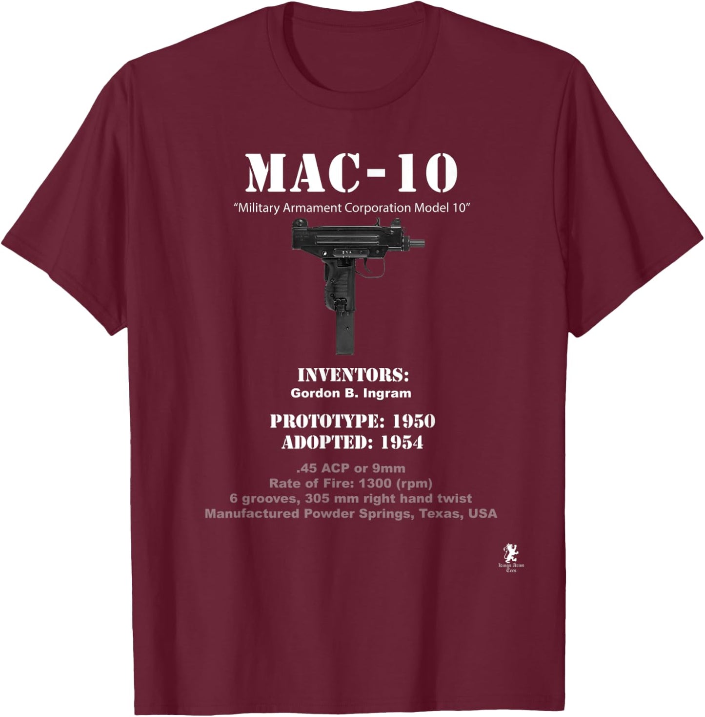 MAC-10 - Invention and History T-Shirt - T-Shirt | Maroon