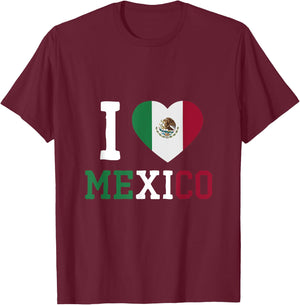 I Love Mexico T-Shirt - T-Shirt | Maroon