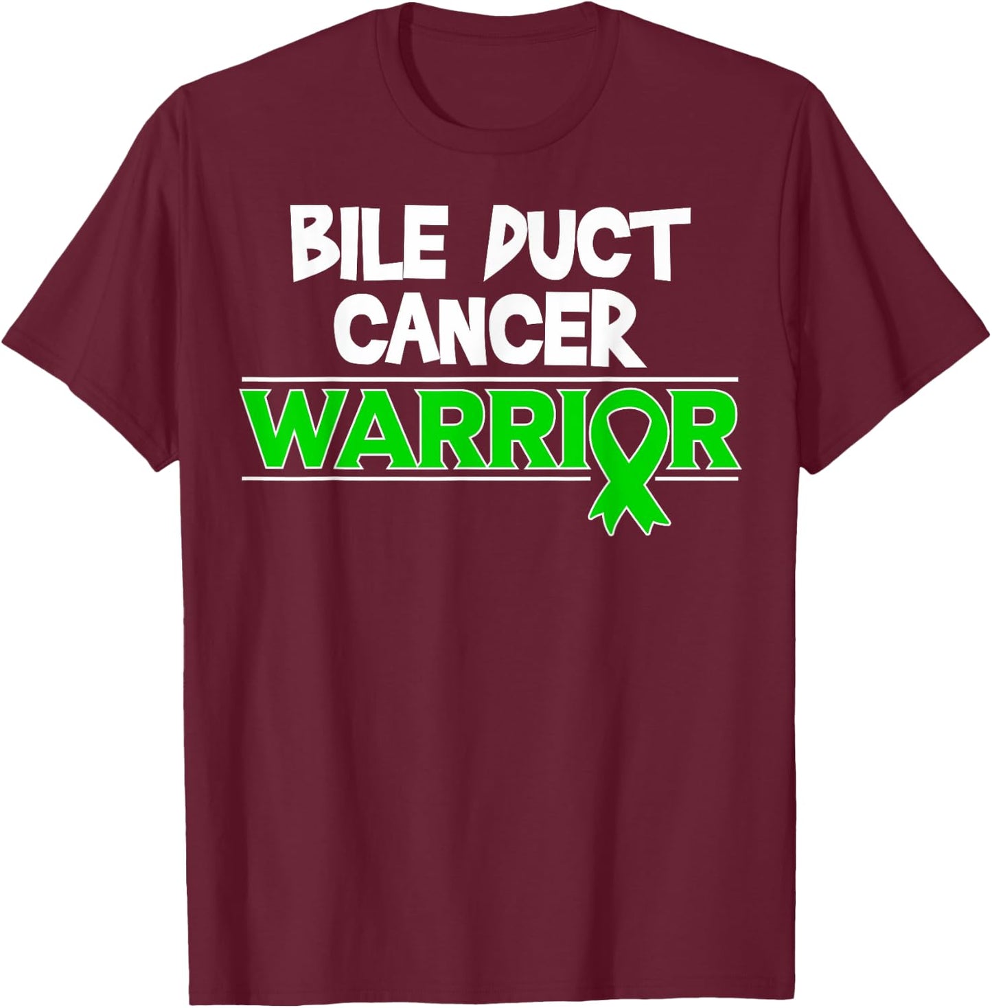 Bile Duct Cancer Awareness Gift Green Ribbon T-Shirt - T-Shirt | Maroon