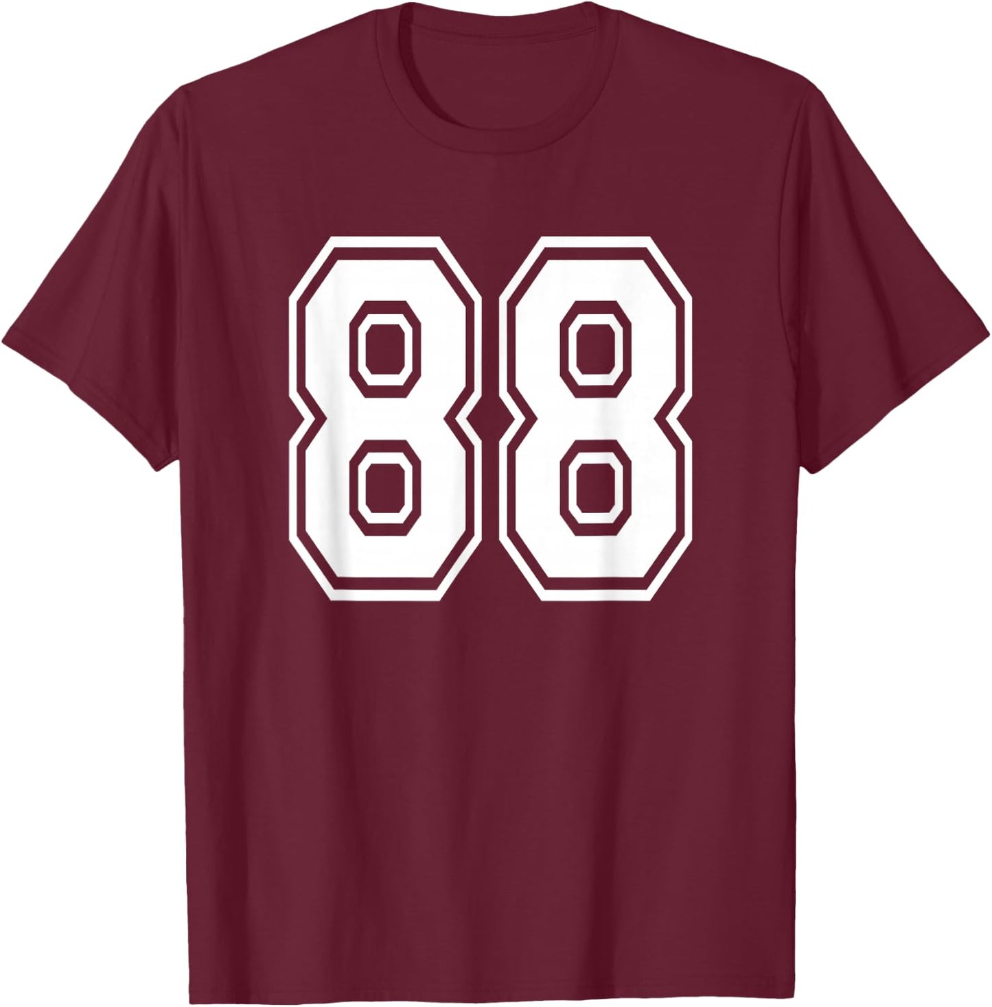 Number 88 Numbered Uniform Sports Jersey Team 88th Birthday T-Shirt - T-Shirt | Maroon