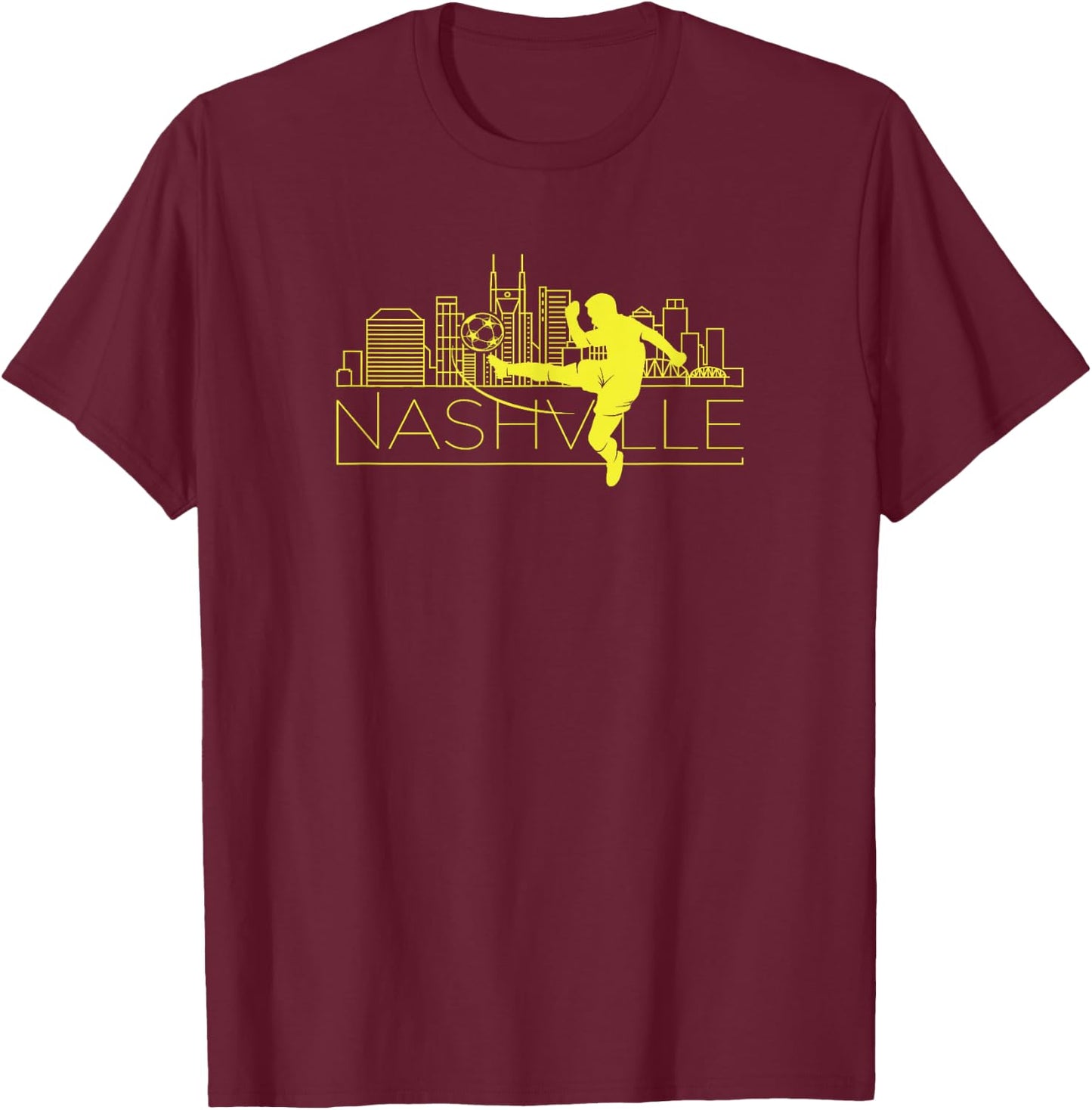 Cheek Creations Nashville Soccer City MLS , Men's Blue Short Sleeve Classic Fit , Small T-Shirt - T-Shirt | Maroon