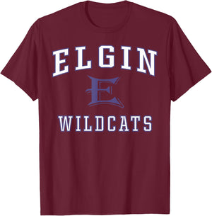 Elgin High School Wildcats C1 T-Shirt - T-Shirt | Maroon