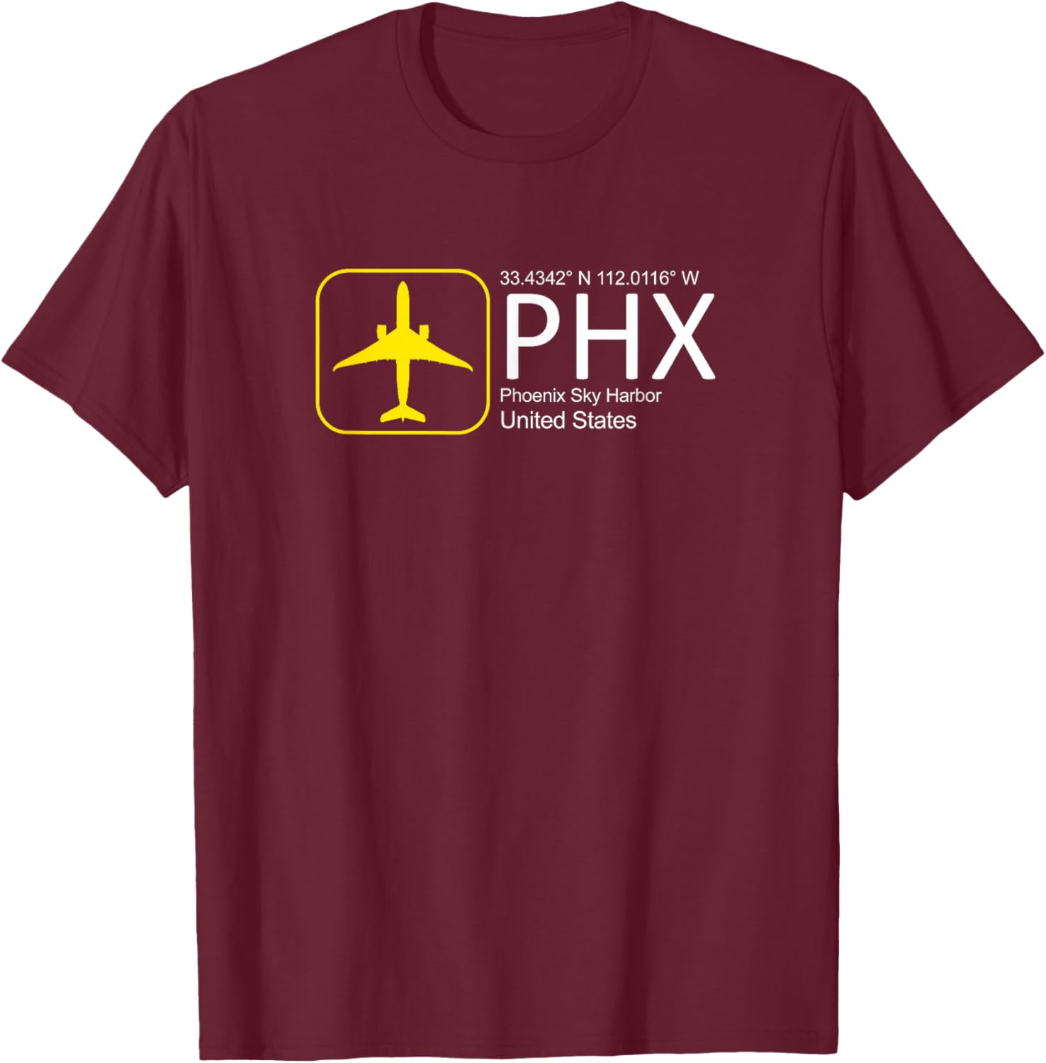 PHX Sky High Phoenix Airport Merch for Aviation Enthusiasts T-Shirt - T-Shirt | Maroon