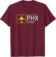 PHX Sky High Phoenix Airport Merch for Aviation Enthusiasts T-Shirt - T-Shirt | Maroon