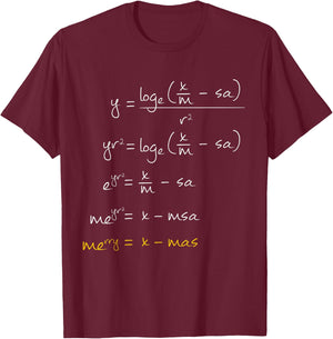 Math Merry Xmas Math Equation - Funny Christmas Algebra T-Shirt - T-Shirt | Maroon