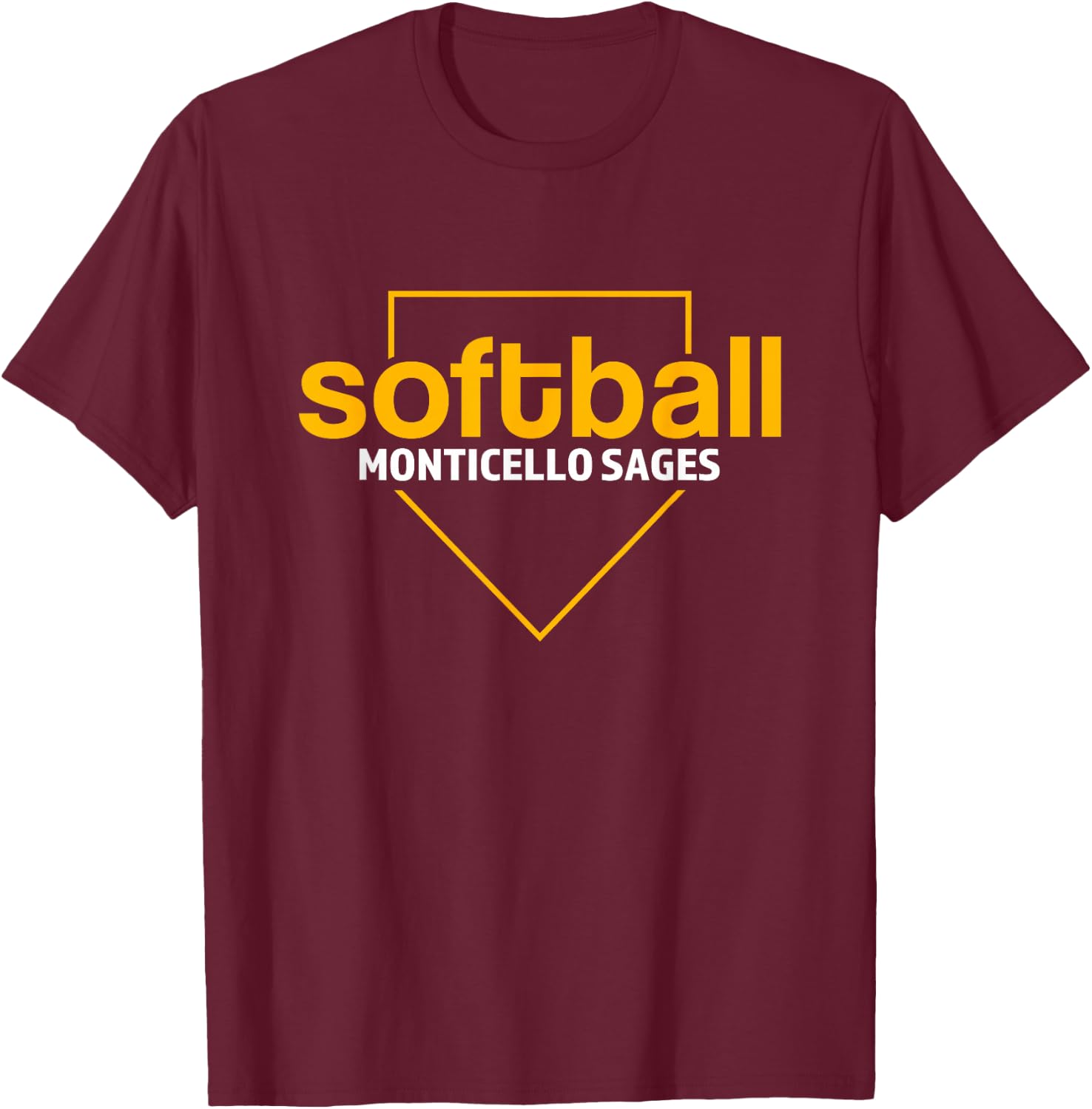 Monticello Sages Softball Home Plate T-Shirt - T-Shirt | Maroon