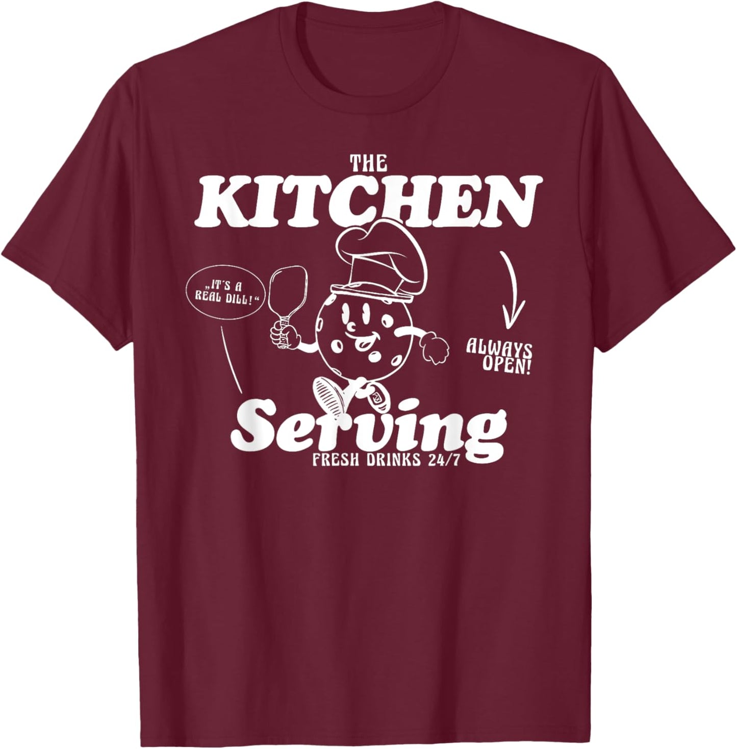 The kitchen Pickleball Gift Pickle Ball Player groovy T-Shirt - T-Shirt | Maroon