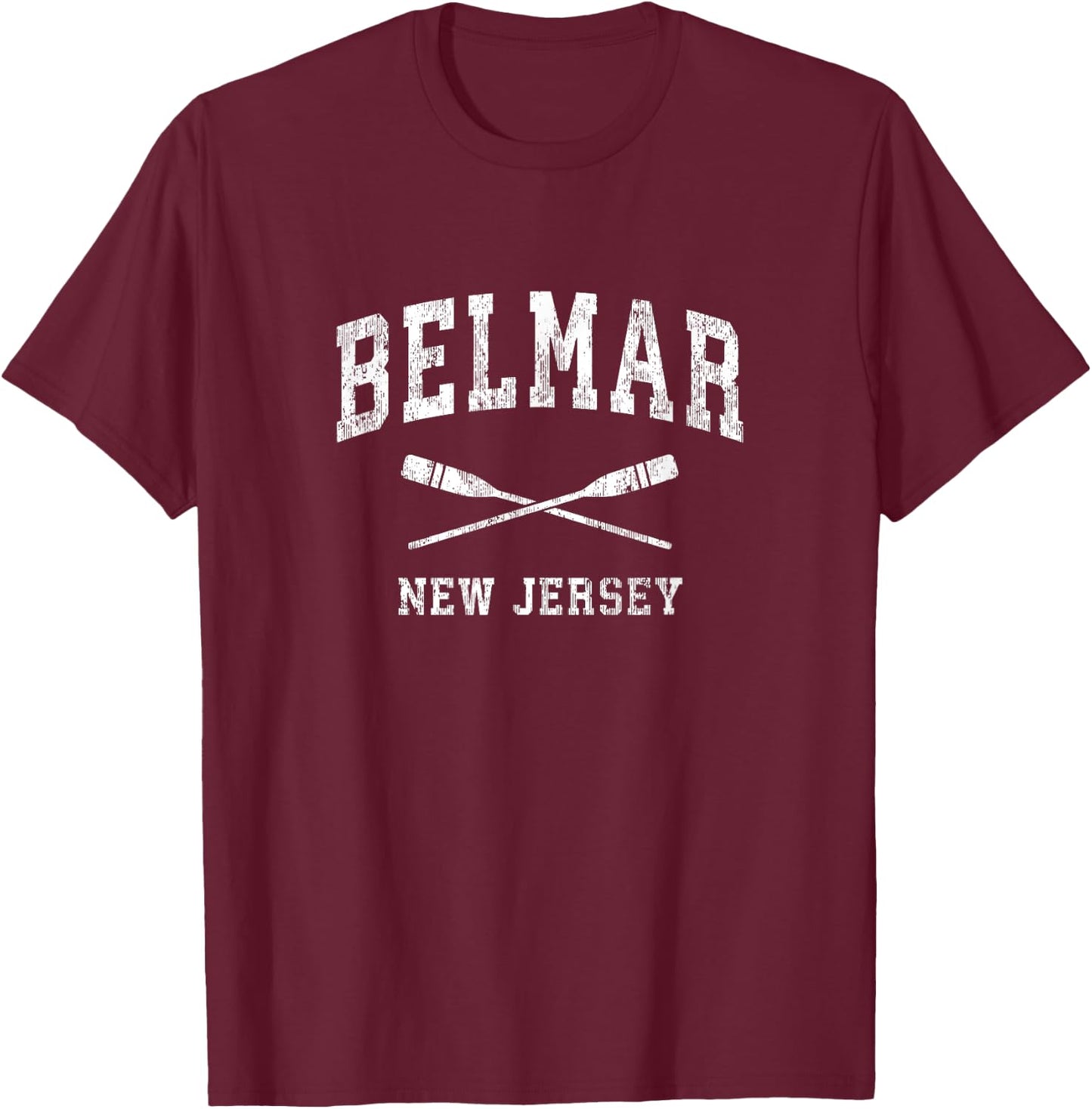 Belmar New Jersey Vintage Nautical Paddles Sports Oars T-Shirt - T-Shirt | Maroon