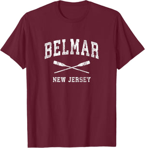 Belmar New Jersey Vintage Nautical Paddles Sports Oars T-Shirt - T-Shirt | Maroon