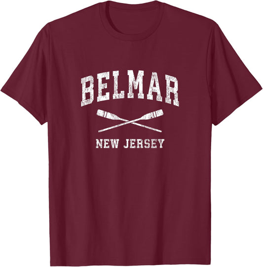 Belmar New Jersey Vintage Nautical Paddles Sports Oars T-Shirt - T-Shirt | Maroon