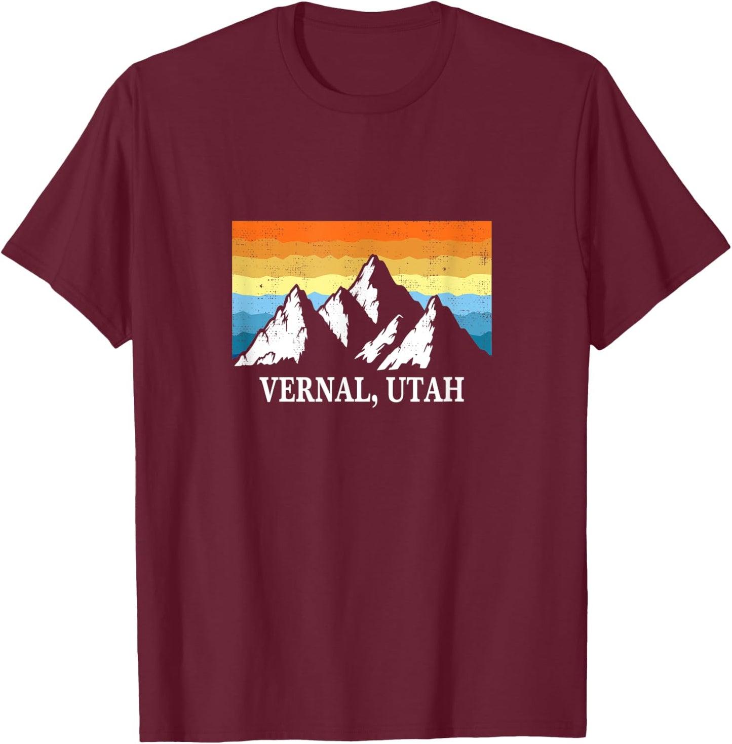 Vintage Vernal, Utah Mountain Hiking Souvenir Print T-Shirt - T-Shirt | Maroon