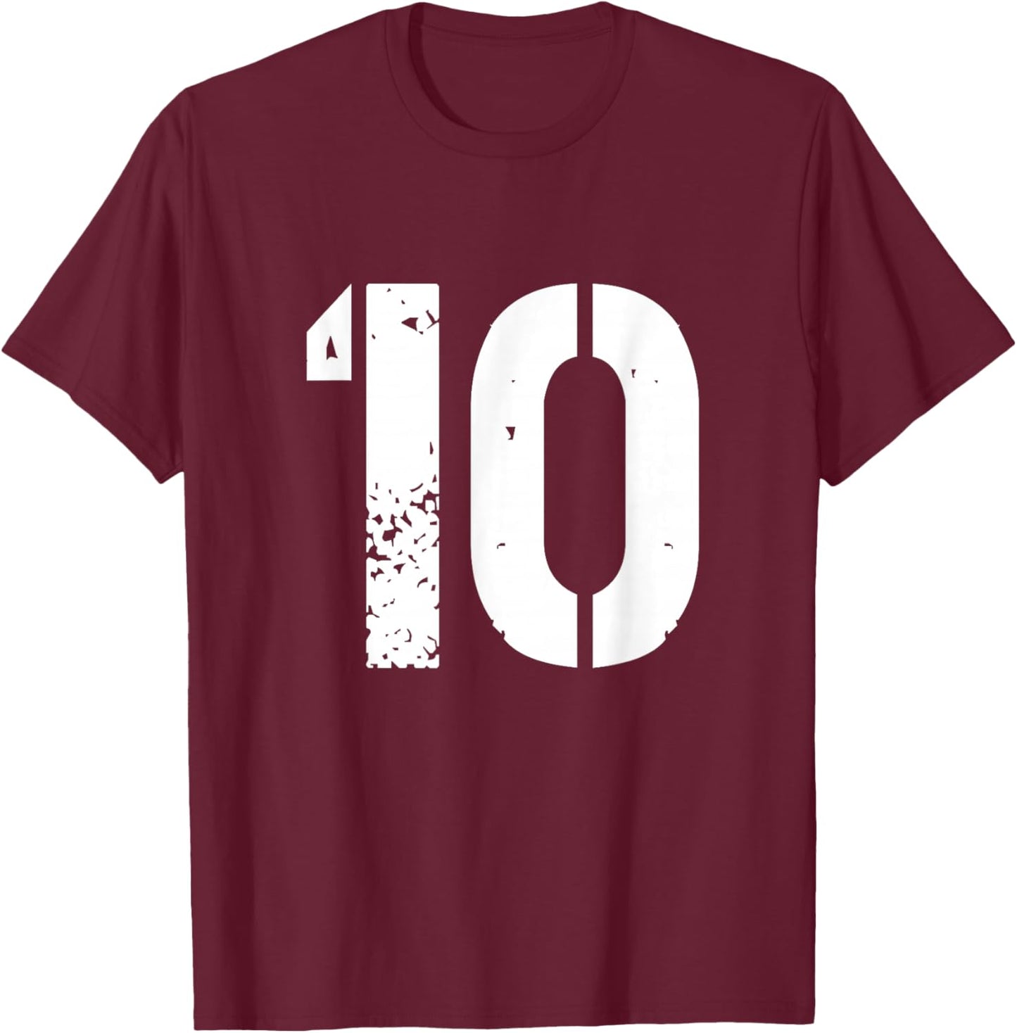 Uniform Numbered Jersey Designs for Sports Fans - Number 10 Varsity Team - 10th Birthday & Ten Years Old T-Shirt - T-Shirt | Maroon
