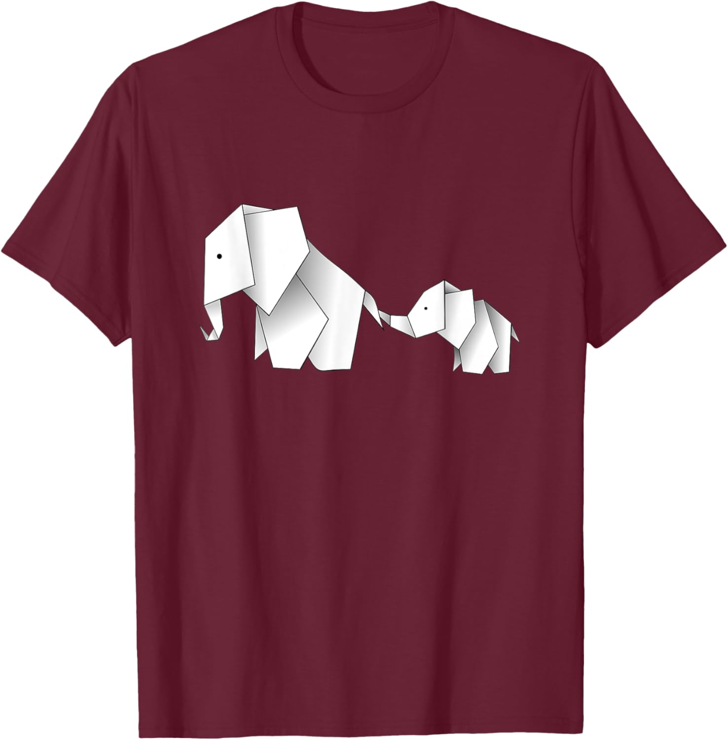 Elephant Shirt Cute Origami Elephant and Baby Elephant T-Shirt - T-Shirt | Maroon