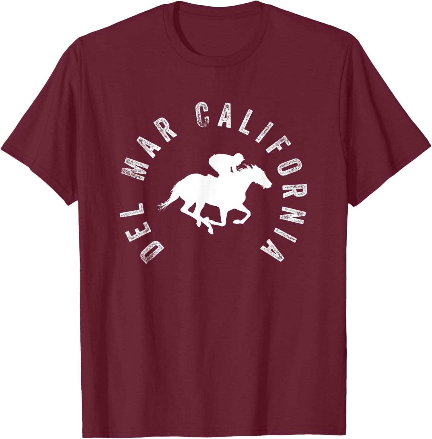 Del Mar California Del Mar California Horse Racing Black -Adults Small Classic Fit Short Sleeve Horse Racing Enthusiasts, Men, Women T-Shirt - T-Shirt | Maroon