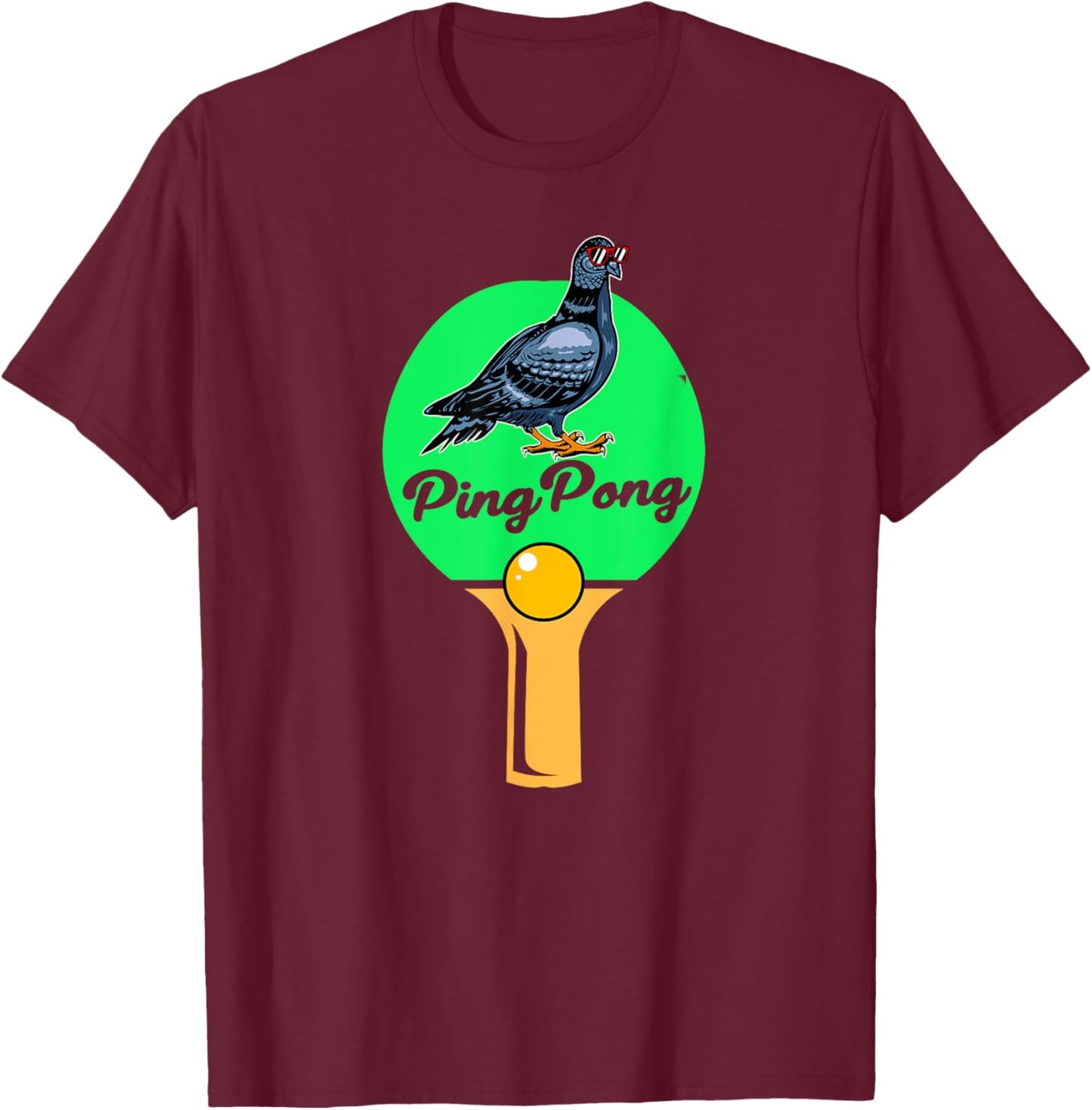 Pigeon Ping Pong T-Shirt - T-Shirt | Maroon