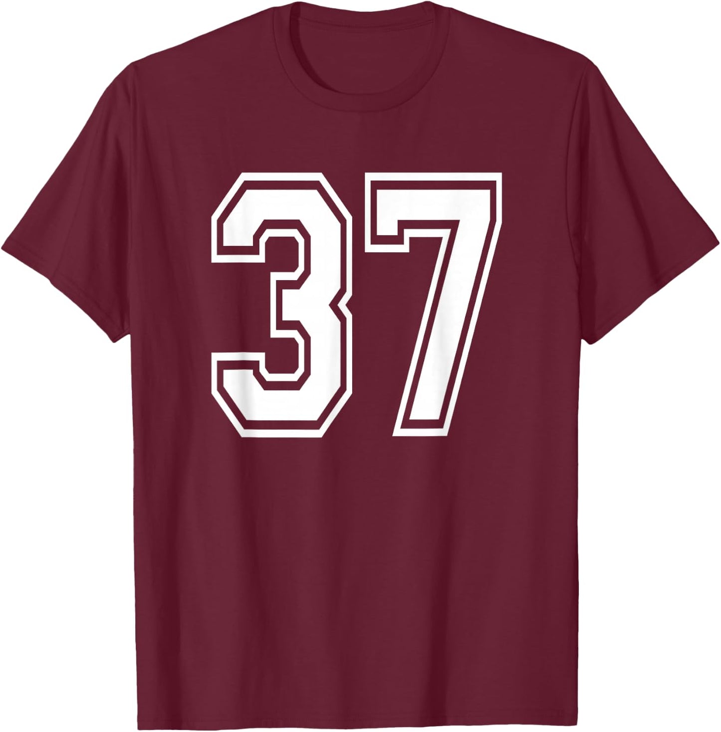 Number 37 Birthday Gift Sports Player Team Numbered Jersey T-Shirt - T-Shirt | Maroon