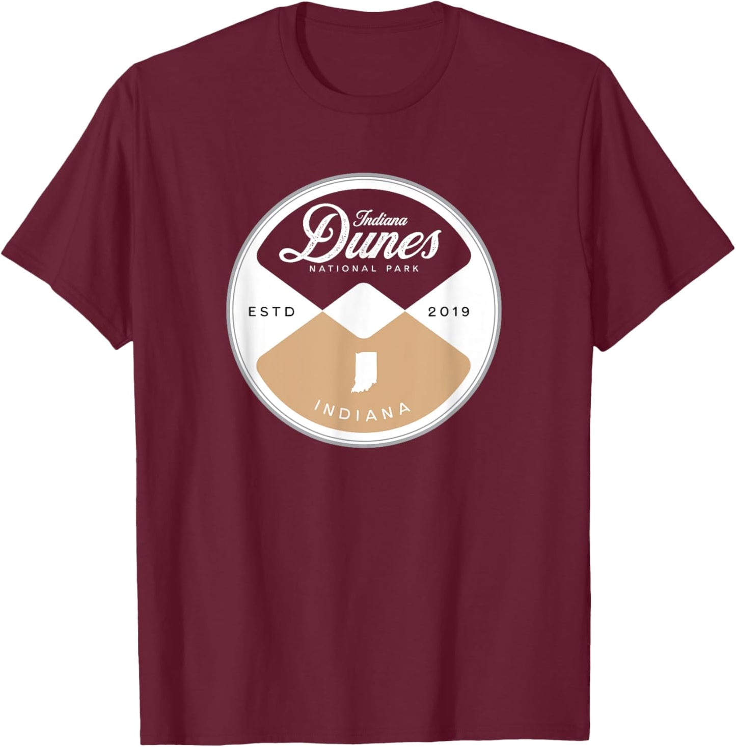 Indiana Dunes National Park Circle Graphic T-Shirt - T-Shirt | Maroon