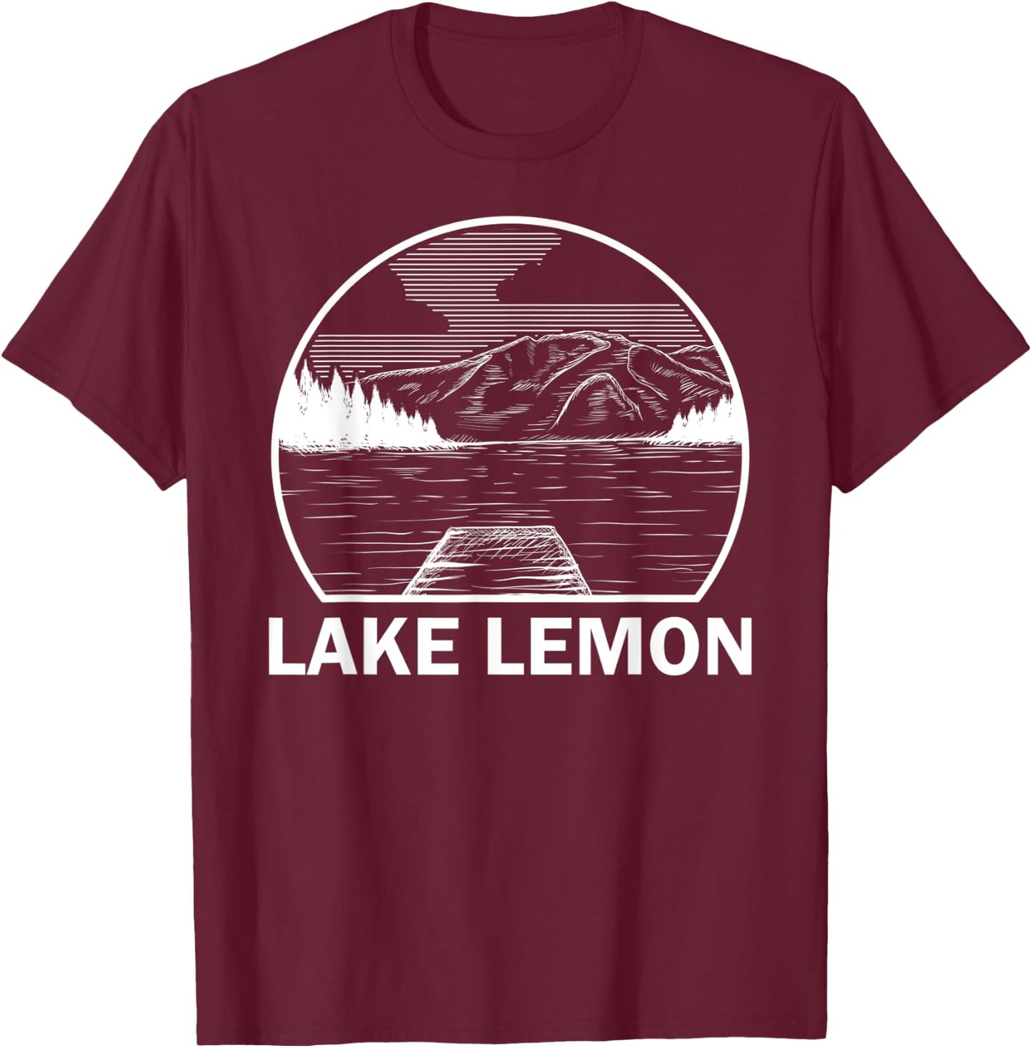 LAKE LEMON INDIANA Funny Fishing Camping Summer Gift T-Shirt - T-Shirt | Maroon