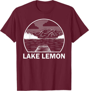 LAKE LEMON INDIANA Funny Fishing Camping Summer Gift T-Shirt - T-Shirt | Maroon