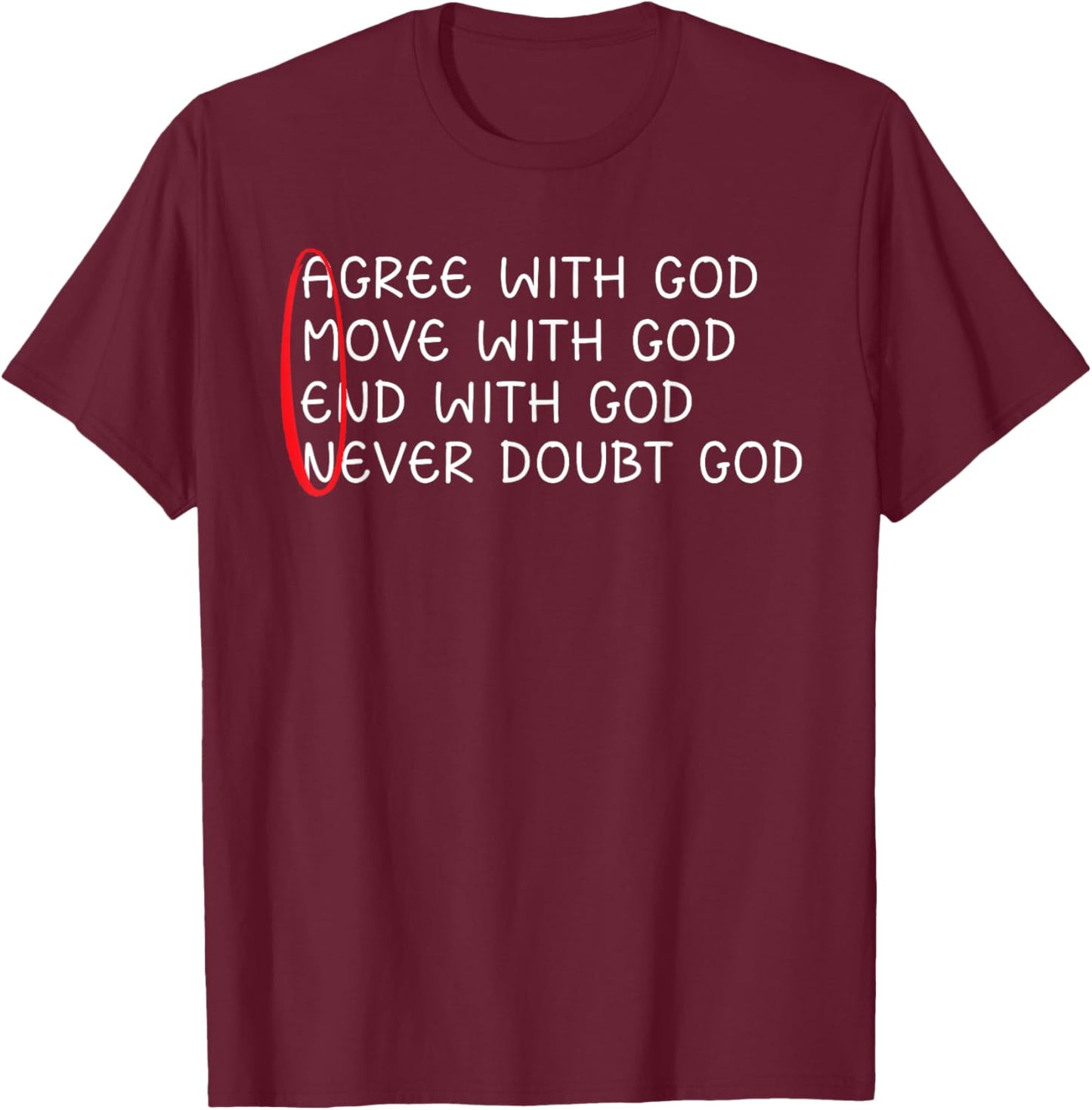 Agree With God Move With God End With God Jesus Christian T-Shirt - T-Shirt | Maroon