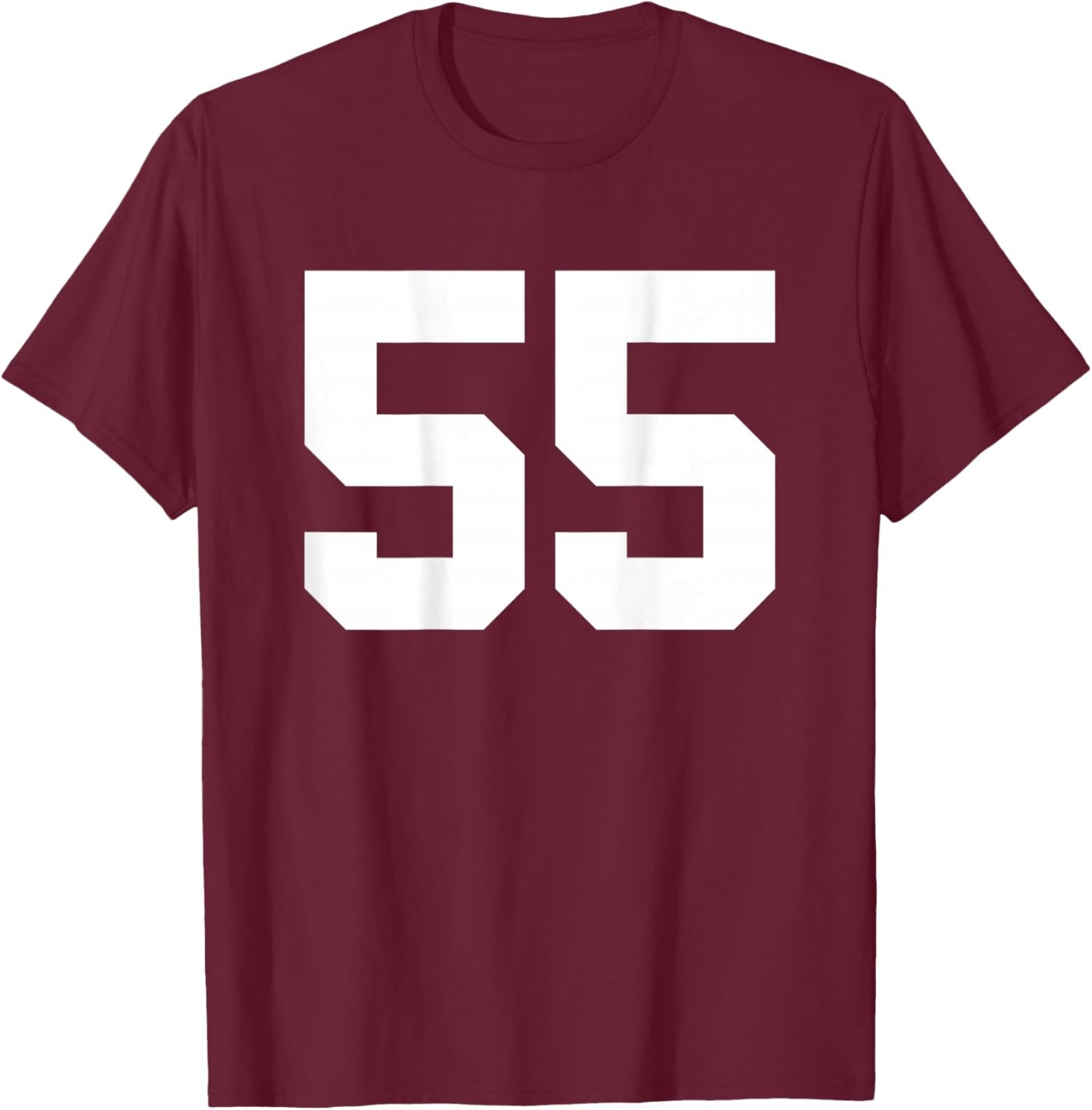 Number 55 (on Back) Sports Team Jersey Number T-Shirt - T-Shirt | Maroon