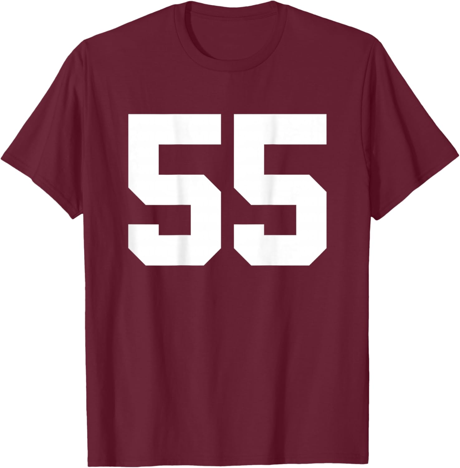 Number 55 (on Back) Sports Team Jersey Number T-Shirt - T-Shirt | Maroon