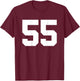 Number 55 (on Back) Sports Team Jersey Number T-Shirt - T-Shirt | Maroon