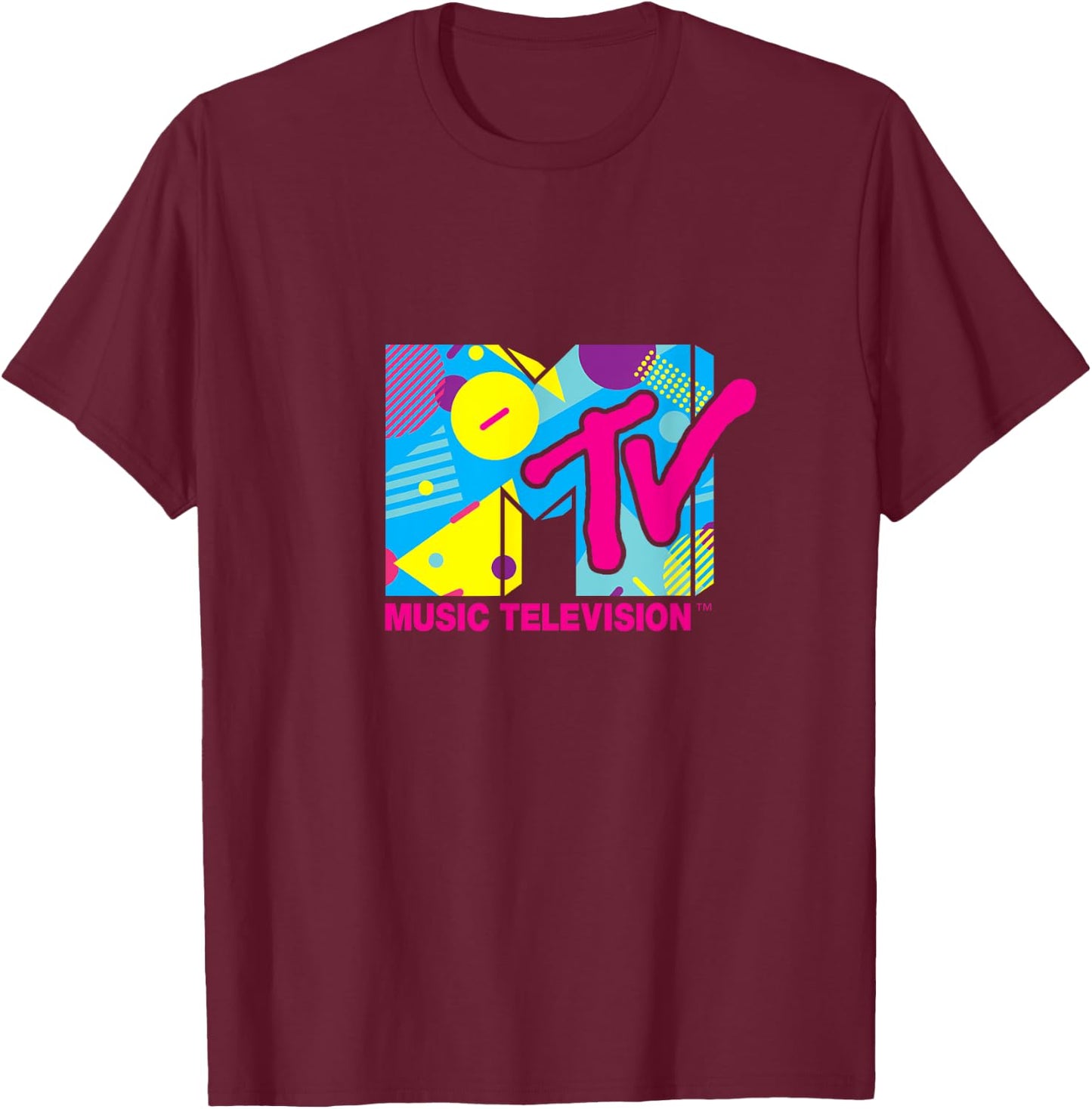 Mademark x MTV - MTV Logo Retro 1980s Spring Break Retro T-Shirt - T-Shirt | Maroon