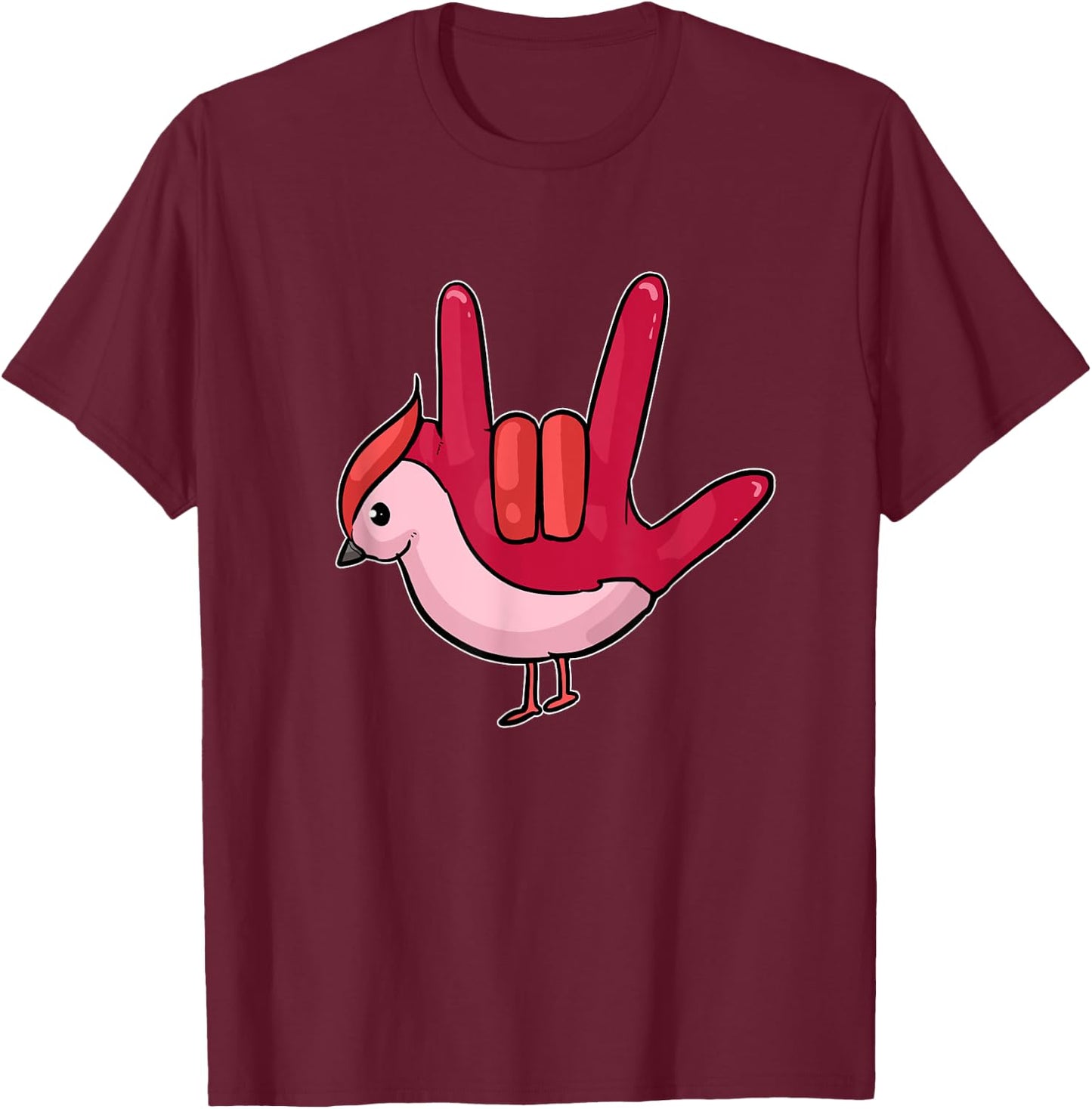 Asl Ily Shirt American Sign Language Bird I love You Gift T-Shirt - T-Shirt | Maroon