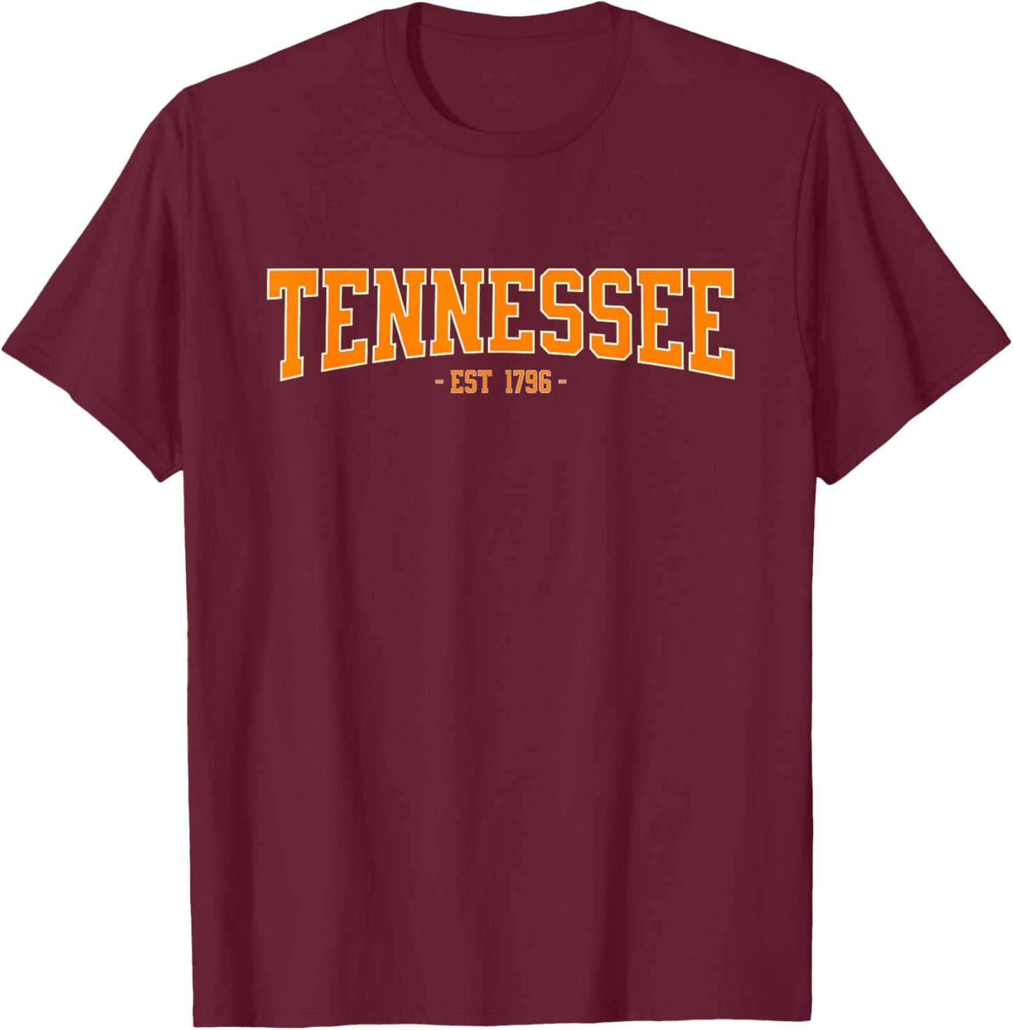 Vintage Tennessee Apparel , Women, and Kids Classic TN Orange Print Retro Varsity Vintage Tennessee T-Shirt - T-Shirt | Maroon