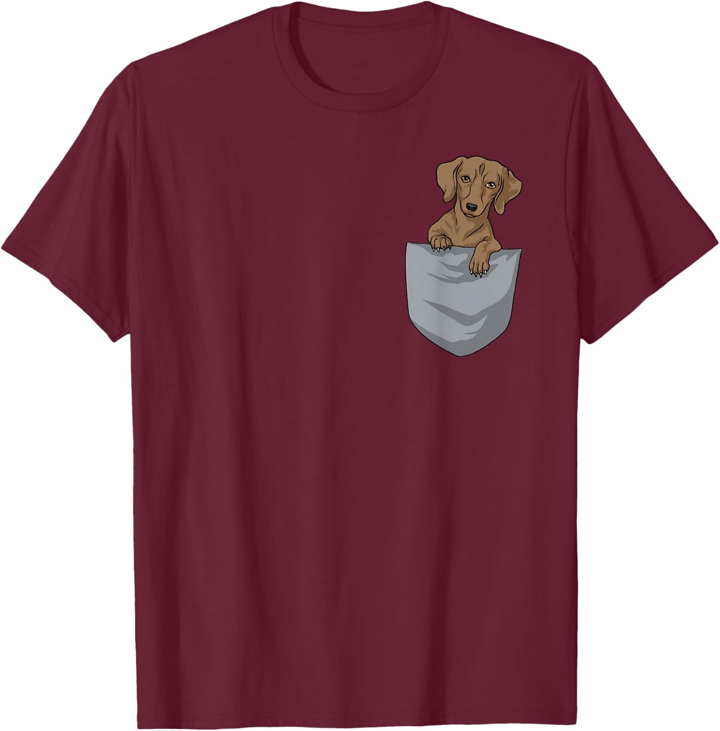 Dachshund Pocket Funny Dachshund T-Shirt - T-Shirt | Maroon
