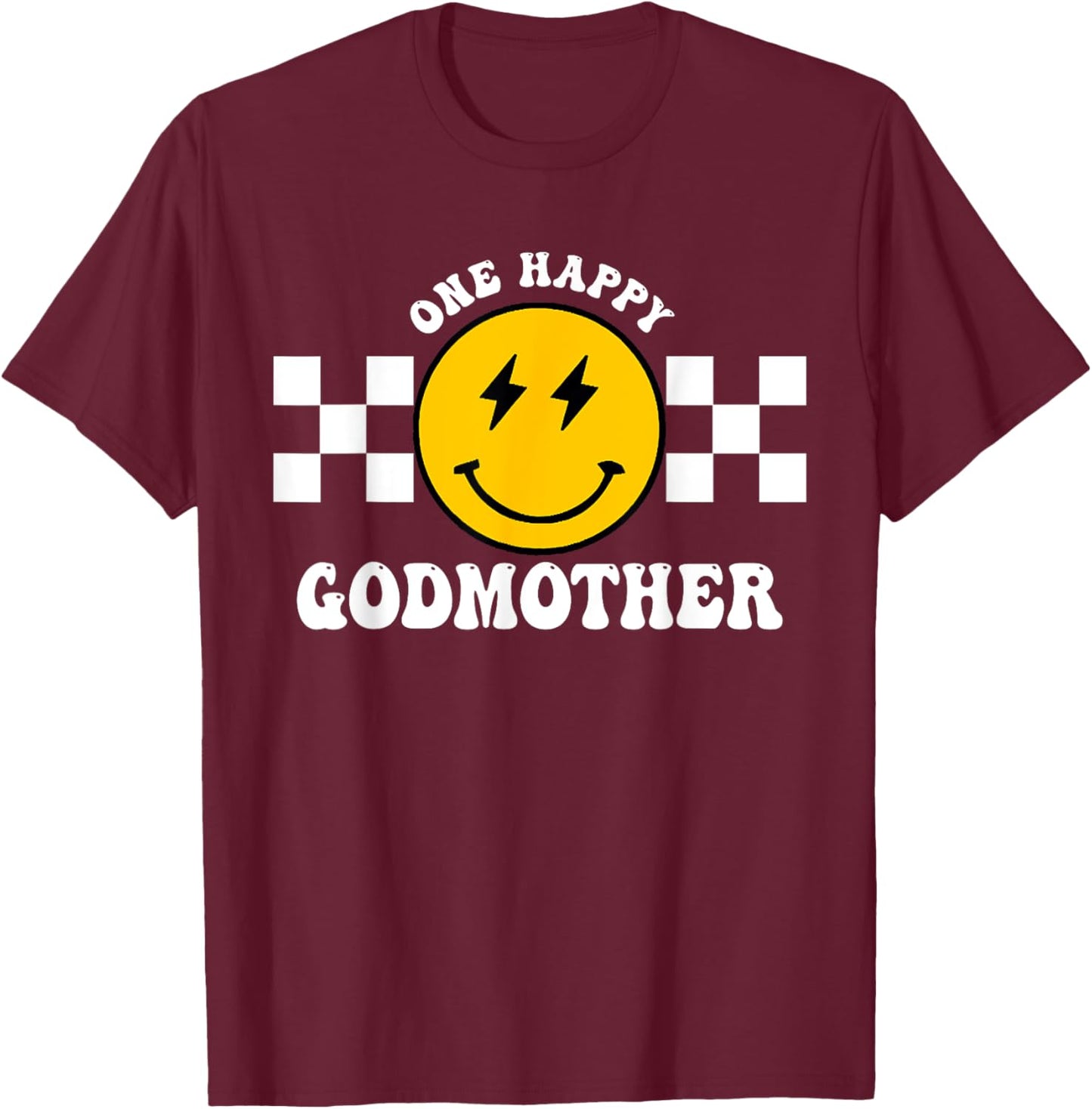 One Happy Dude 1st Birthday One Cool Godmother Family T-Shirt - T-Shirt | Maroon