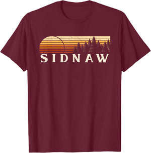 Sidnaw, MI Vintage Evergreen Sunset Eighties Retro T-Shirt - T-Shirt | Maroon