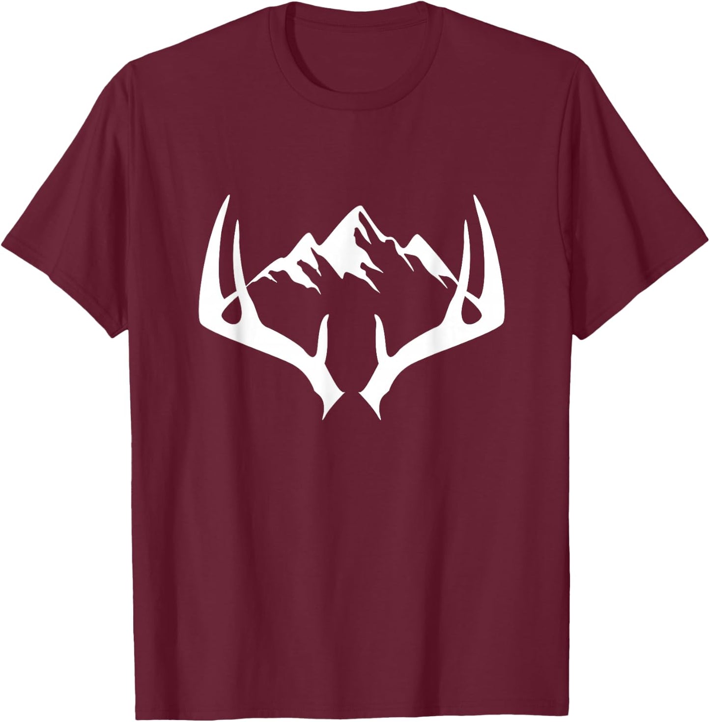 Mountain Outdoor Antlers Elk Deer Hunting T-Shirt - T-Shirt | Maroon