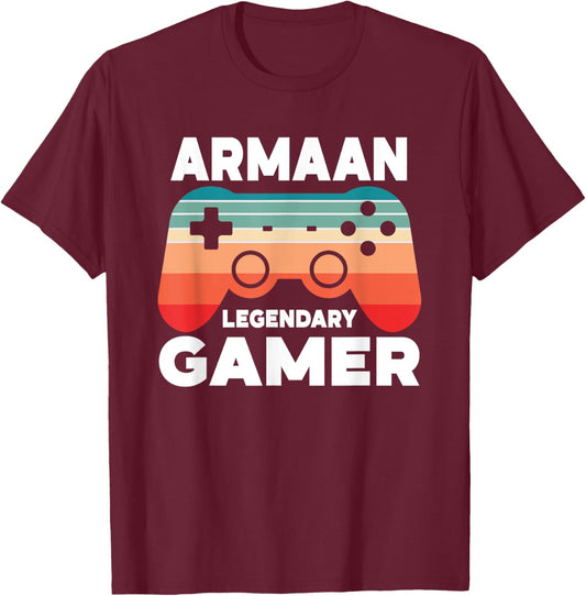 Armaan Legendary Gamer Funny Personalized Armaan Gamer T-Shirt - T-Shirt | Maroon