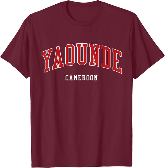 Yaoundé Cameroon College University Style , Black, S T-Shirt - T-Shirt | Maroon