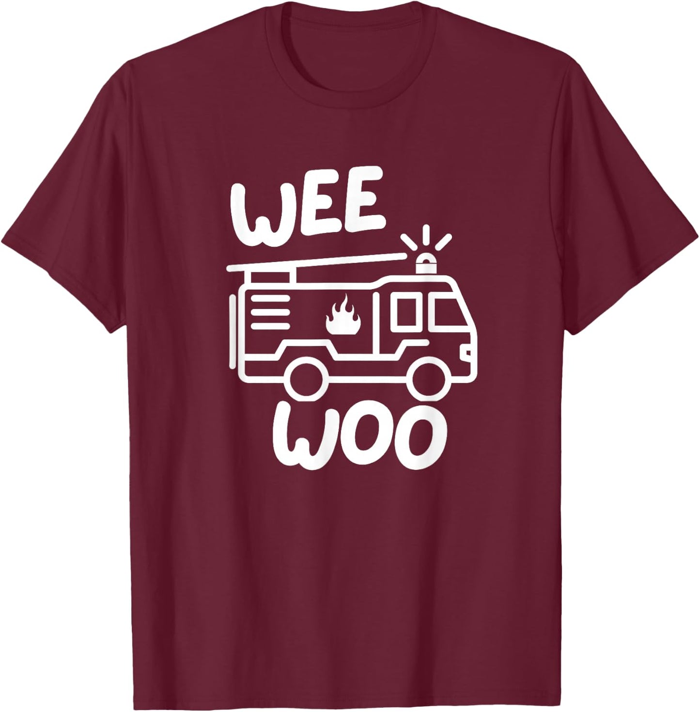 Wee Woo Squad Funny Fire Truck Firefighter Birthday Kids Boy T-Shirt - T-Shirt | Maroon