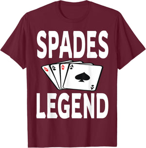 Funny Spades Legend Card Game Winner Winning Humor T-Shirt - T-Shirt | Maroon