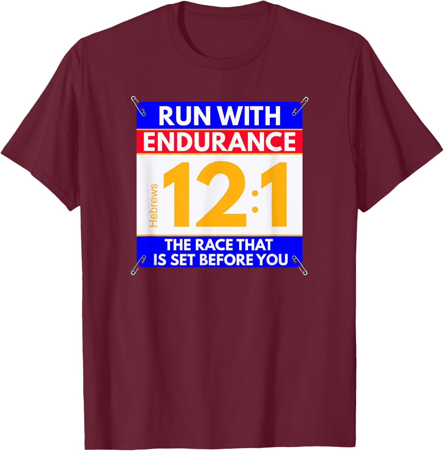 Run the Race of Life, Fun Christian Bible Verse, Runners T-Shirt - T-Shirt | Maroon