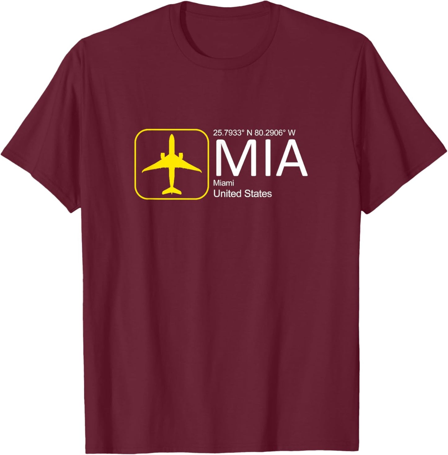 MIA Aviation Vibes: Miami Airport Merch for Enthusiasts T-Shirt - T-Shirt | Maroon