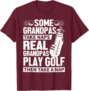 Real Grandpas Play Golf Funny Golf Grandpa Golfers Novelty T-Shirt - T-Shirt | Maroon