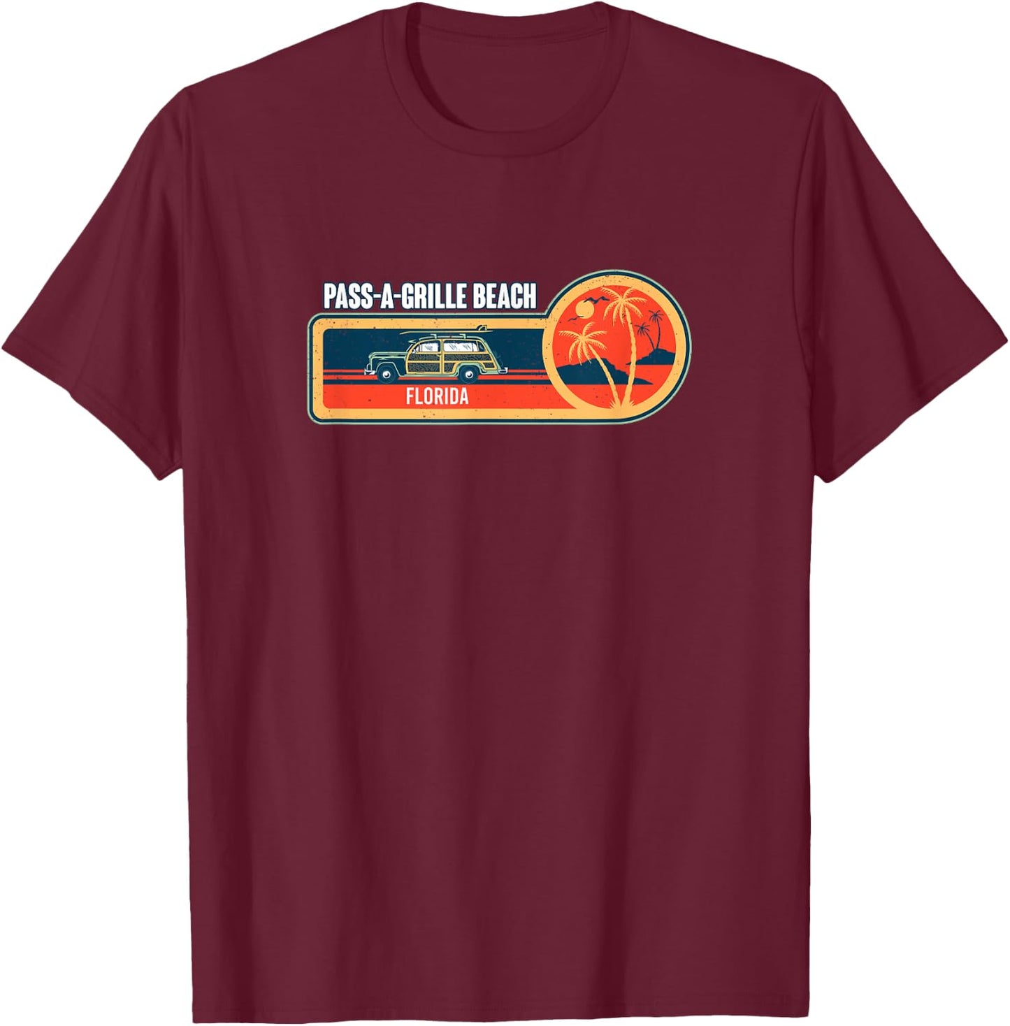Pass-a-Grille Beach Souvenir - Florida Reminder Men Women T-Shirt - T-Shirt | Maroon