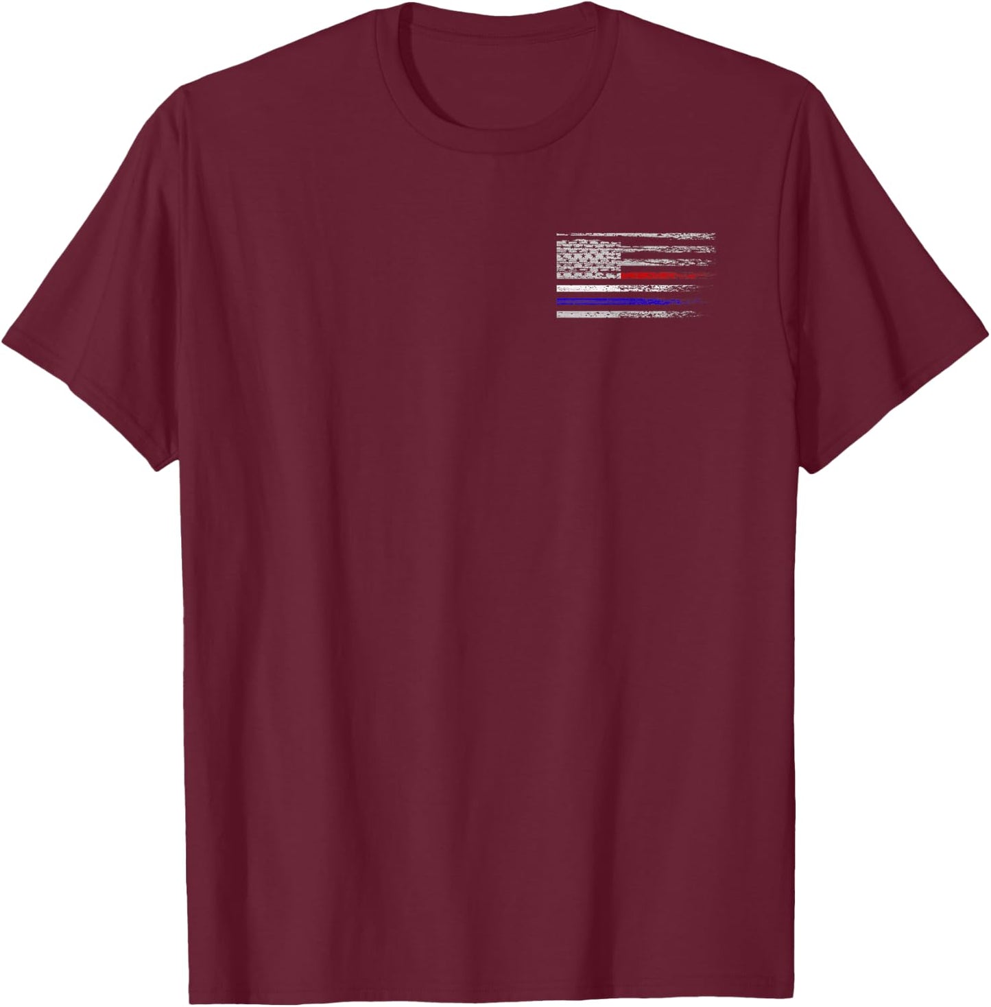 Police Fire EMS First Responder American Flag Firefighter T-Shirt - T-Shirt | Maroon