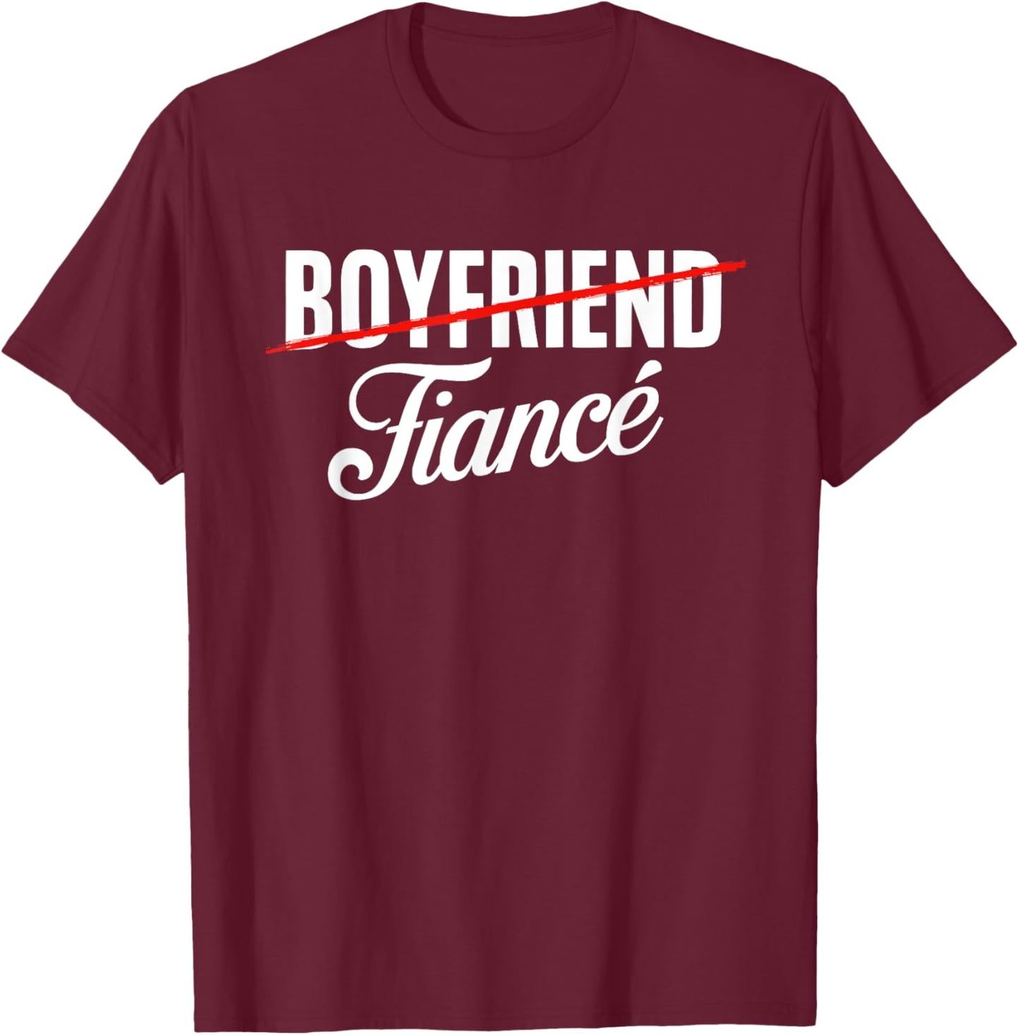 Couple Shirt Engagement Fiance Fiancee - Black Engagement - Men's Small - - Short Sleeve - Modern - Couple - Engagement - Spring T-Shirt - T-Shirt | Maroon