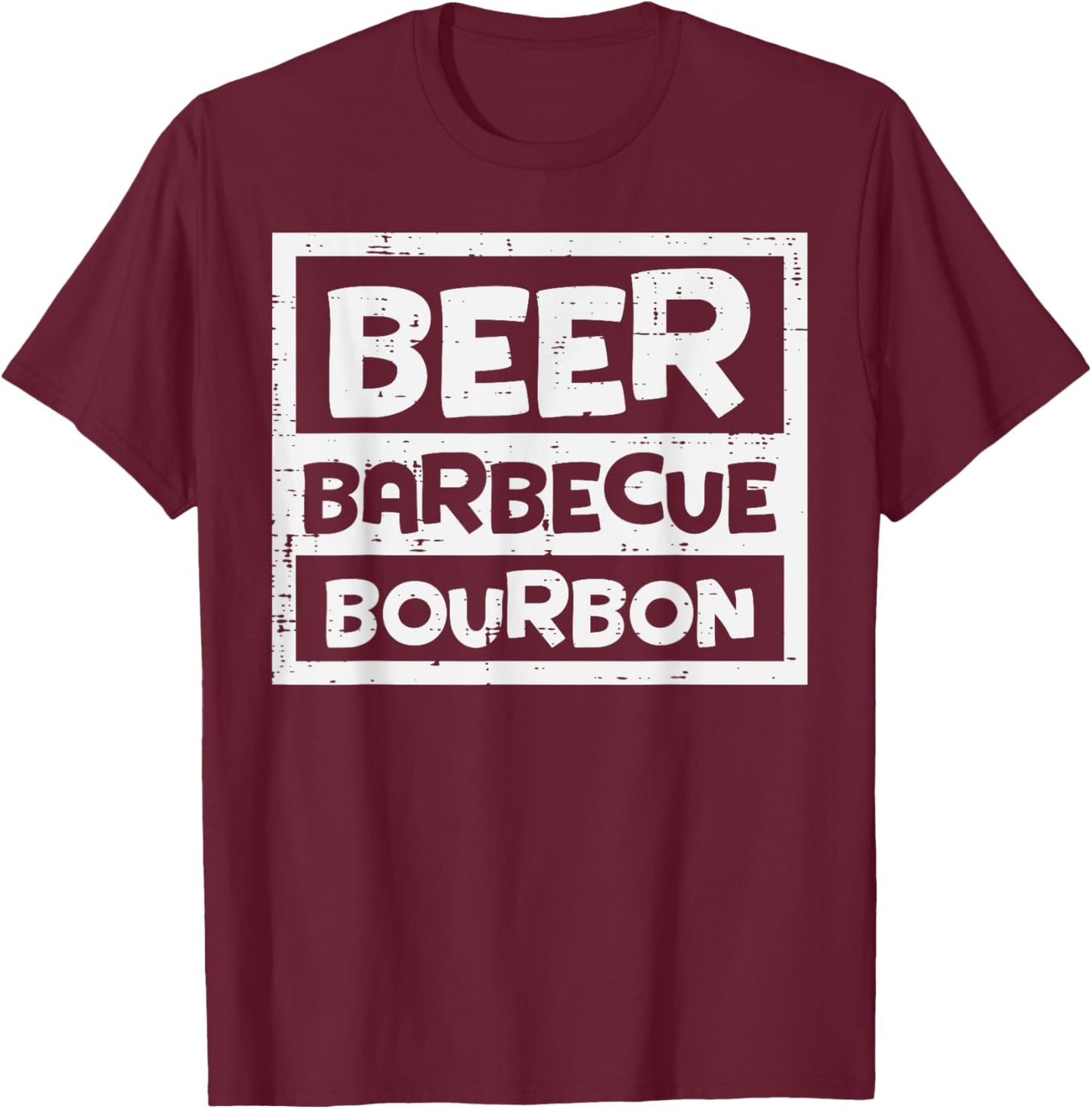 Barbecue Bourbon Fun Bbq Grill Meat Grilling Dad Men T-Shirt - T-Shirt | Maroon