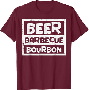 Barbecue Bourbon Fun Bbq Grill Meat Grilling Dad Men T-Shirt - T-Shirt | Maroon
