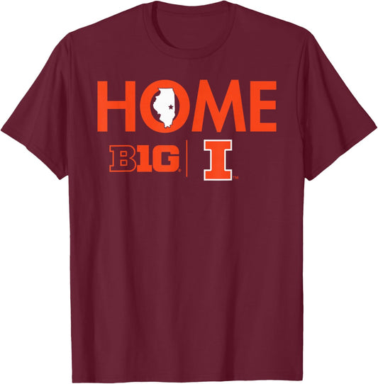 Illinois Fighting Illini Big 10 Home Officially Licensed T-Shirt - T-Shirt | Maroon